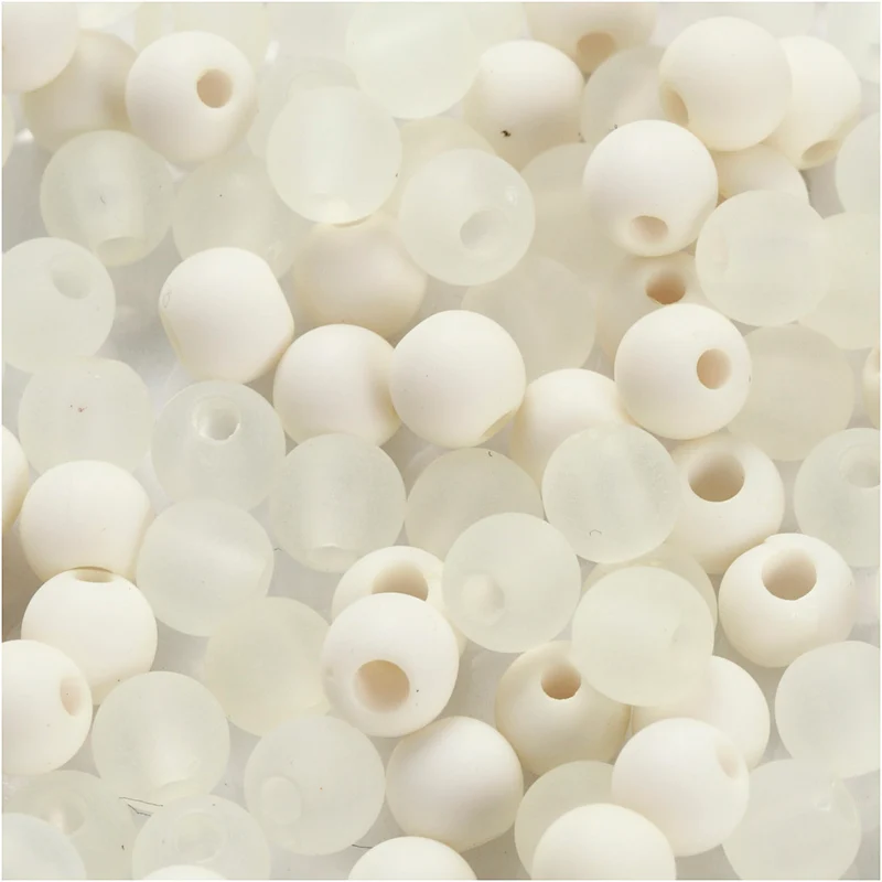 Plastpärlor, Dia. 6 mm, Hålstl. 2 mm, ca. 150 st., cream, 40 g/ 1 förp. [HOB-69588]