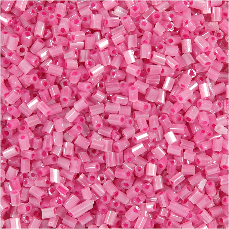 Rocaipärlor 2-cut, Dia. 1,7 mm, stl. 15/0, Hålstl. 0,5 mm, rosa, 500 g/ 1 påse [HOB-68783]