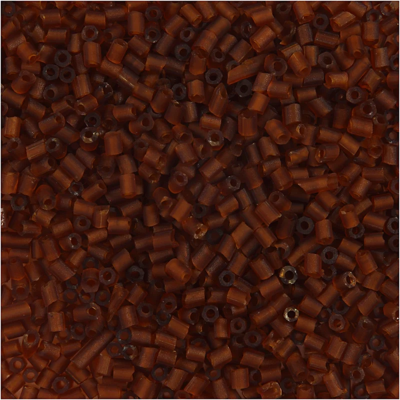 Rocaipärlor 2-cut, Dia. 1,7 mm, stl. 15/0, Hålstl. 0,5 mm, brun, 500 g/ 1 påse [HOB-68781]