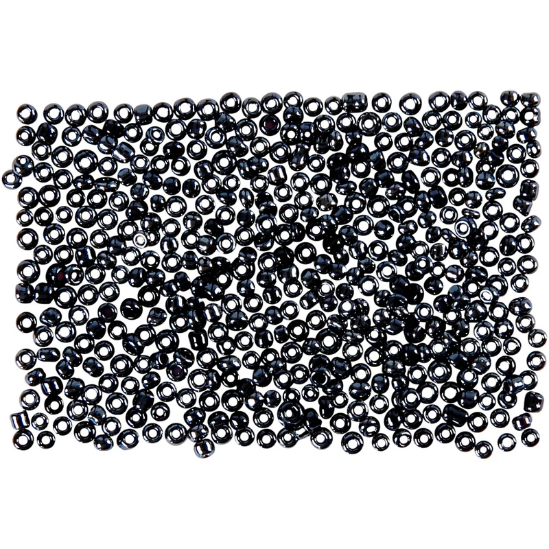 Rocaillepärlor, Dia. 1,7 mm, stl. 15/0, Hålstl. 0,5-0,8 mm, mörkgrå, 500 g/ 1 påse [HOB-68682]