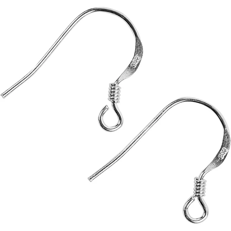 Öronkrokar, L: 14 mm, silver, 10 st./ 1 förp. [HOB-60846]