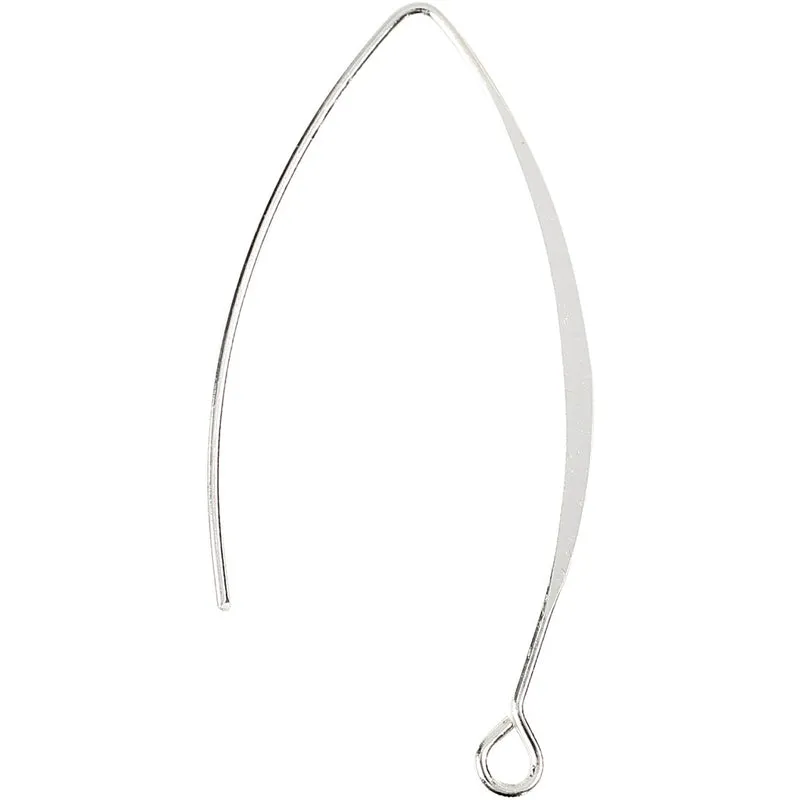 Öronkrokar, H: 42 mm, Hålstl. 2 mm, försilvrad, 4 st./ 1 förp. [HOB-601250]