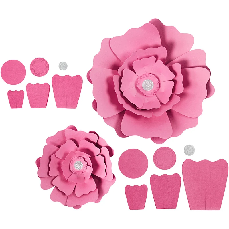 Pappersblommor, Dia. 15+25 cm, 230 g, ljusröd, 2 st./ 1 förp. [HOB-599909]