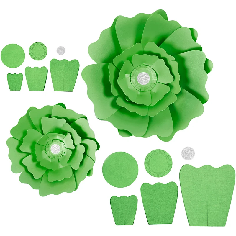 Pappersblommor, Dia. 15+25 cm, 230 g, grön, 2 st./ 1 förp. [HOB-599907]