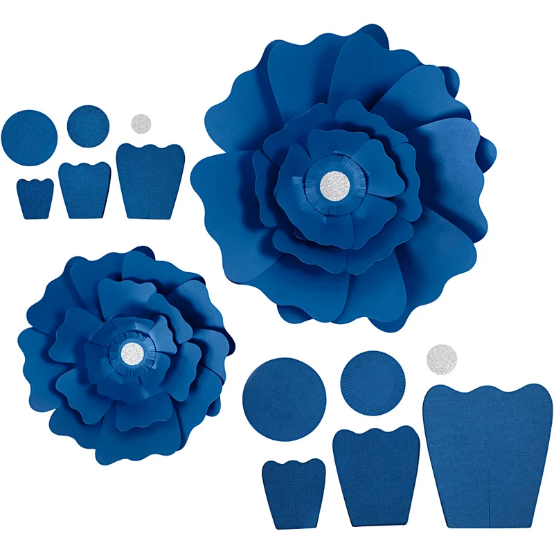 Pappersblommor, Dia. 15+25 cm, 230 g, blå, 2 st./ 1 förp. [HOB-599904]
