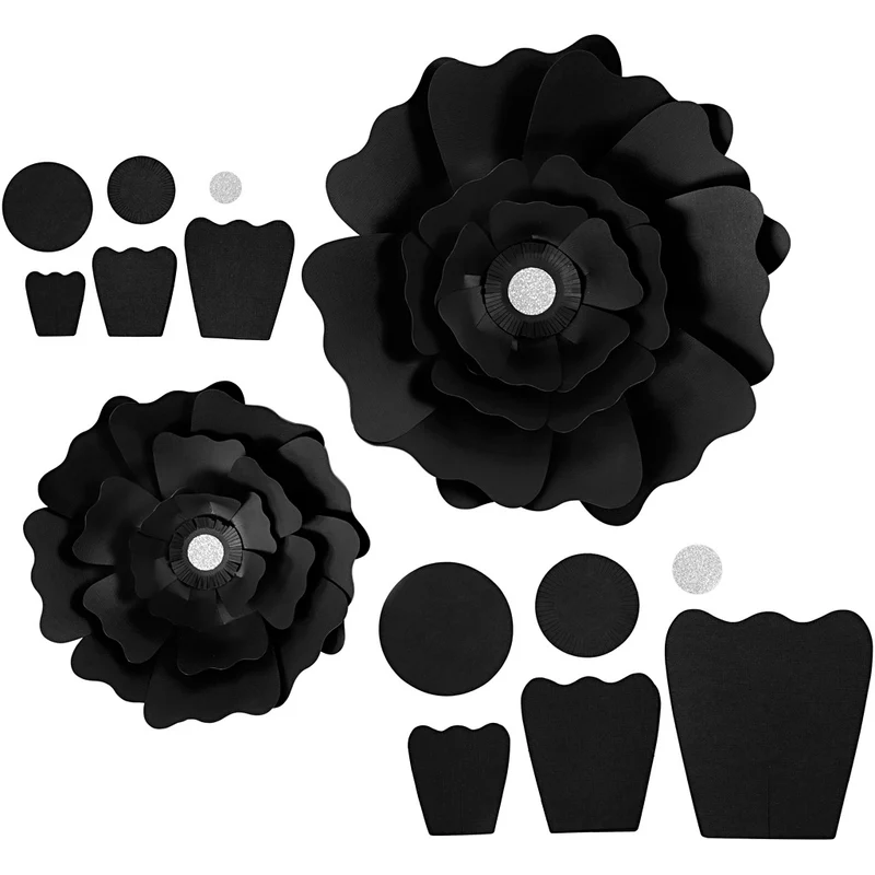 Pappersblommor, Dia. 15+25 cm, 230 g, svart, 2 st./ 1 förp. [HOB-599902]