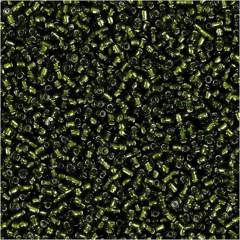 Rocaillepärlor, Dia. 1,7 mm, stl. 15/0, Hålstl. 0,5-0,8 mm, gräsgrön, 25 g/ 1 förp. [HOB-686760]