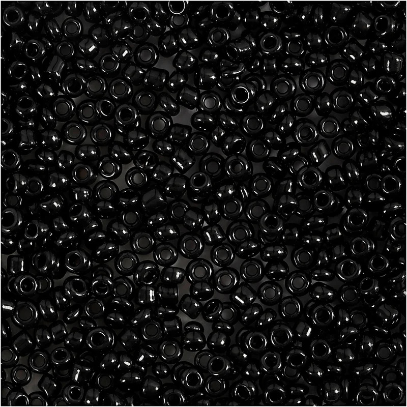 Rocaillepärlor, Dia. 2 mm, stl. 12/0, Hålstl. 0,8 mm, svart, 25 g/ 1 förp. [HOB-682831]