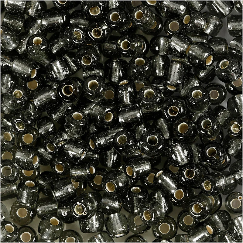 Rocaillepärlor, Dia. 4 mm, stl. 6/0, Hålstl. 0,9-1,2 mm, klargrå, 25 g/ 1 förp. [HOB-682741]