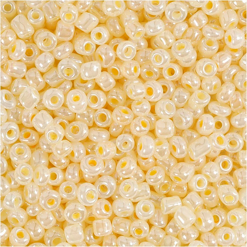 Rocaillepärlor, Dia. 3 mm, stl. 8/0, Hålstl. 0,6-1,0 mm, elfenben, 500 g/ 1 förp. [HOB-682732]