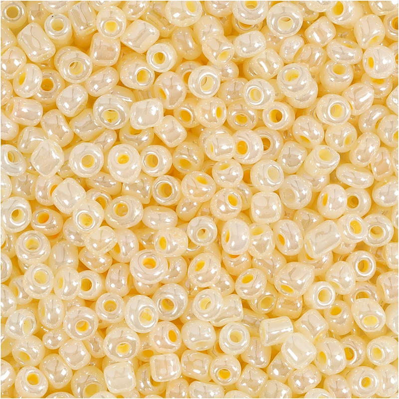 Rocaillepärlor, Dia. 3 mm, stl. 8/0, Hålstl. 0,6-1,0 mm, elfenben, 25 g/ 1 förp. [HOB-682731]
