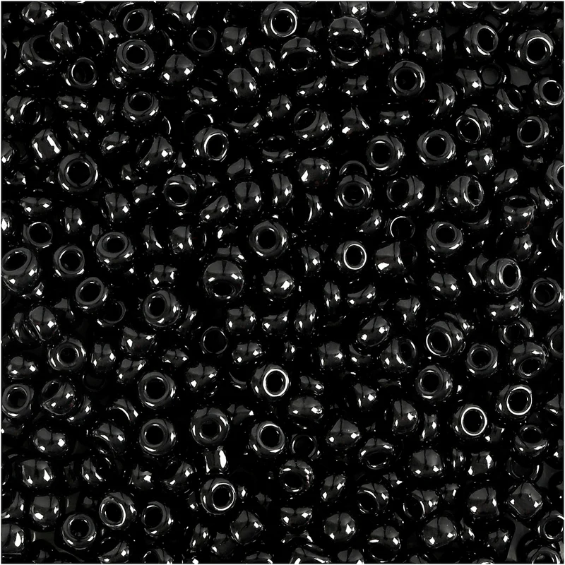 Rocaillepärlor, Dia. 3 mm, stl. 8/0, Hålstl. 0,6-1,0 mm, svart, 500 g/ 1 förp. [HOB-682342]