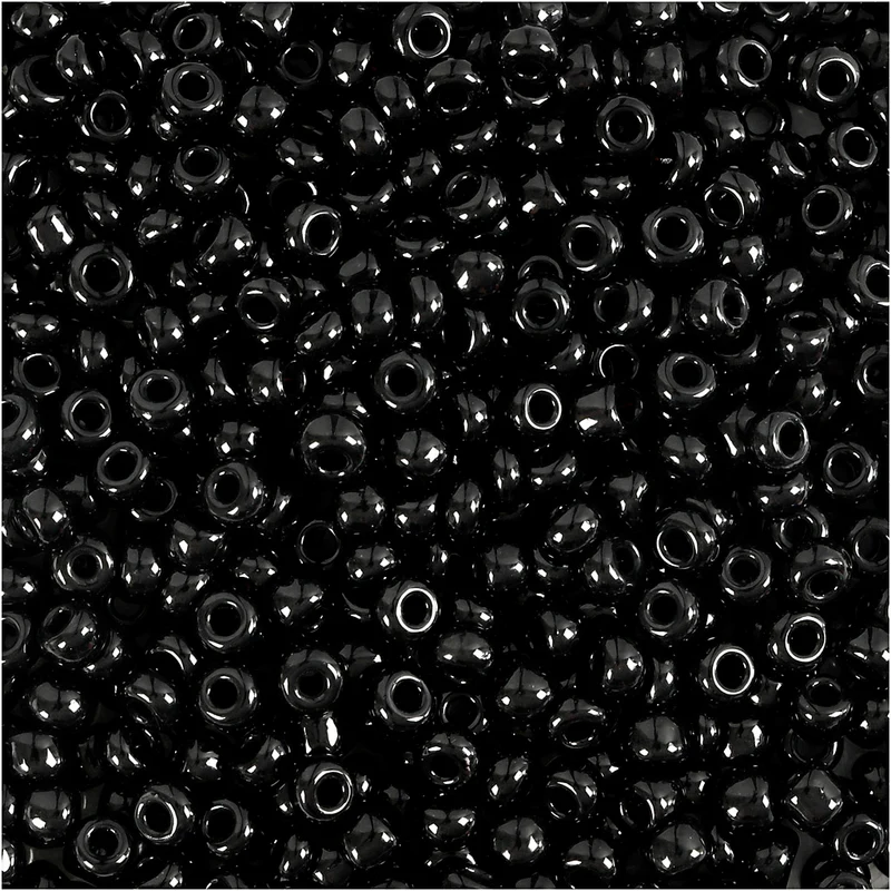Rocaillepärlor, Dia. 3 mm, stl. 8/0, Hålstl. 0,6-1,0 mm, svart, 25 g/ 1 förp. [HOB-682341]