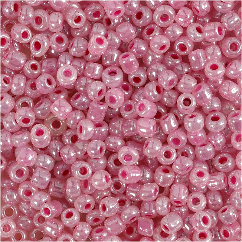 Rocaillepärlor, Dia. 3 mm, stl. 8/0, Hålstl. 0,6-1,0 mm, rosa, 25 g/ 1 förp. [HOB-682321]