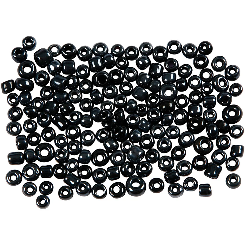 Rocaipärlor, svartmetallic, Dia. 3 mm, stl. 8/0 , Hålstl. 0,6-1,0 mm, 500 g/ 1 förp. [HOB-682282]