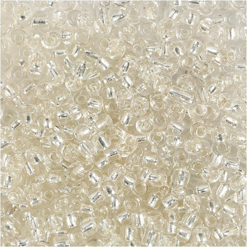 Rocaillepärlor, Dia. 3 mm, stl. 8/0, Hålstl. 0,6-1,0 mm, silver, 25 g/ 1 förp. [HOB-682271]