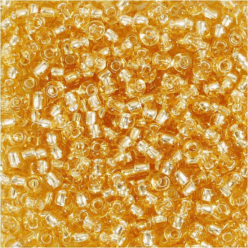 Rocaillepärlor, Dia. 3 mm, stl. 8/0, Hålstl. 0,6-1,0 mm, guld, 25 g/ 1 förp. [HOB-682241]