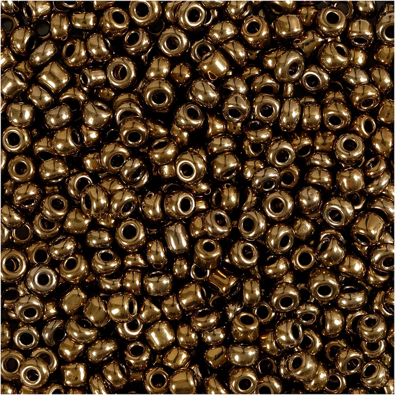 Rocaillepärlor, Dia. 3 mm, stl. 8/0, Hålstl. 0,6-1,0 mm, bronze, 25 g/ 1 förp. [HOB-682221]