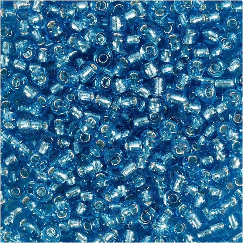 Rocaillepärlor, Dia. 3 mm, stl. 8/0, Hålstl. 0,6-1,0 mm, klarturkos, 25 g/ 1 förp. [HOB-682201]