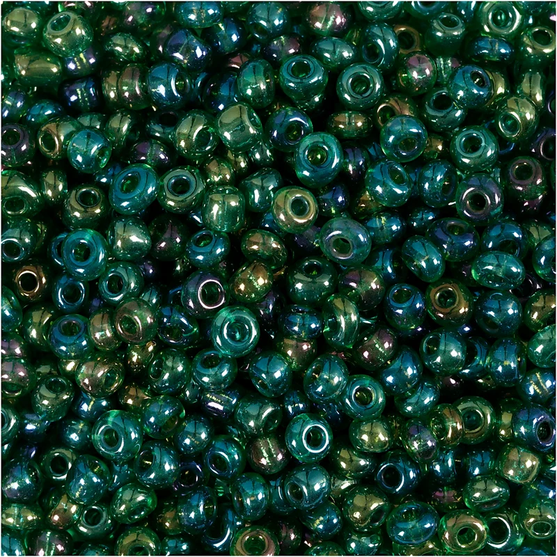 Rocaillepärlor, Dia. 3 mm, stl. 8/0, Hålstl. 0,6-1,0 mm, grönolja, 25 g/ 1 förp. [HOB-682181]