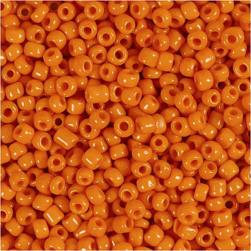 Rocaillepärlor, Dia. 3 mm, stl. 8/0, Hålstl. 0,6-1,0 mm, orange, 25 g/ 1 förp. [HOB-682021]