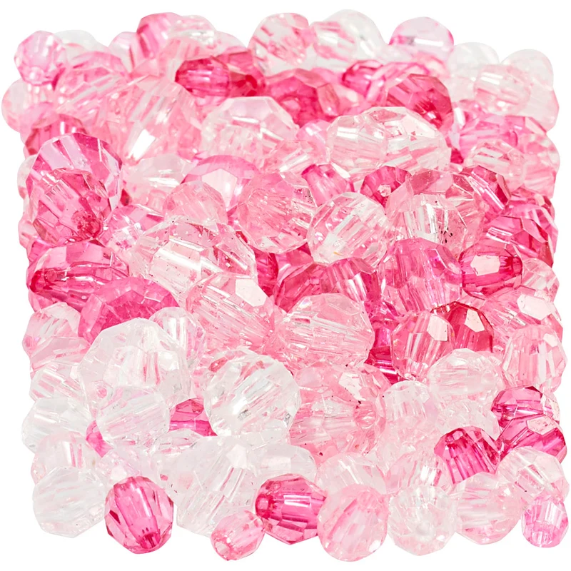 Facettpärlor, stl. 4-12 mm, Hålstl. 1-2,5 mm, ca. 860 st., pink (081), 250 g/ 1 förp. [HOB-61884]