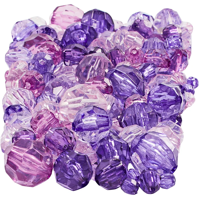 Facettpärlor, stl. 4-12 mm, Hålstl. 1-2,5 mm, ca. 860 st., lila, 250 g/ 1 förp. [HOB-61883]