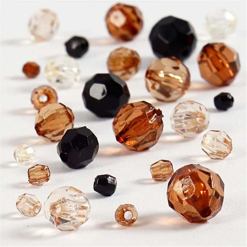 Facettpärlor, stl. 4-12 mm, Hålstl. 1-2,5 mm, ca. 170 st., gyllen, 50 g/ 1 förp. [HOB-618801]