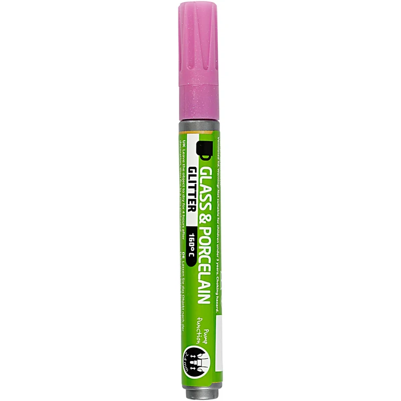 Glas- och Porslinstusch, glitter, spets 2-4 mm, semi opaque, rosa, 1 st. [HOB-31302]
