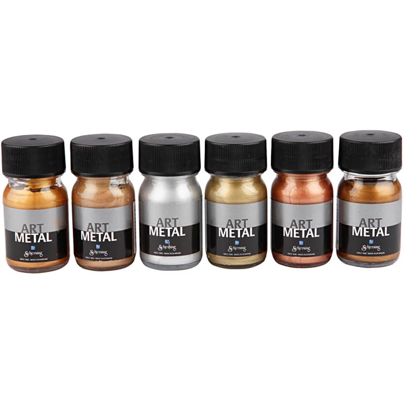 Art Metal Färg, nr. 5102, 5104, 5106, 5108, 5109, 5110, metallicfärger, 6x30 ml/ 1 förp. [HOB-30696]