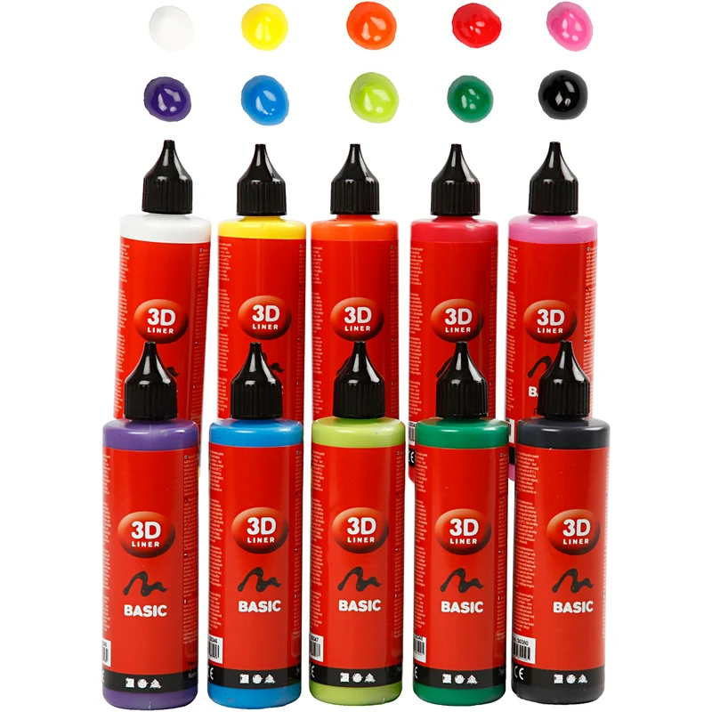 3D-liner, mixade färger, 10x100 ml/ 1 förp. [HOB-30388]
