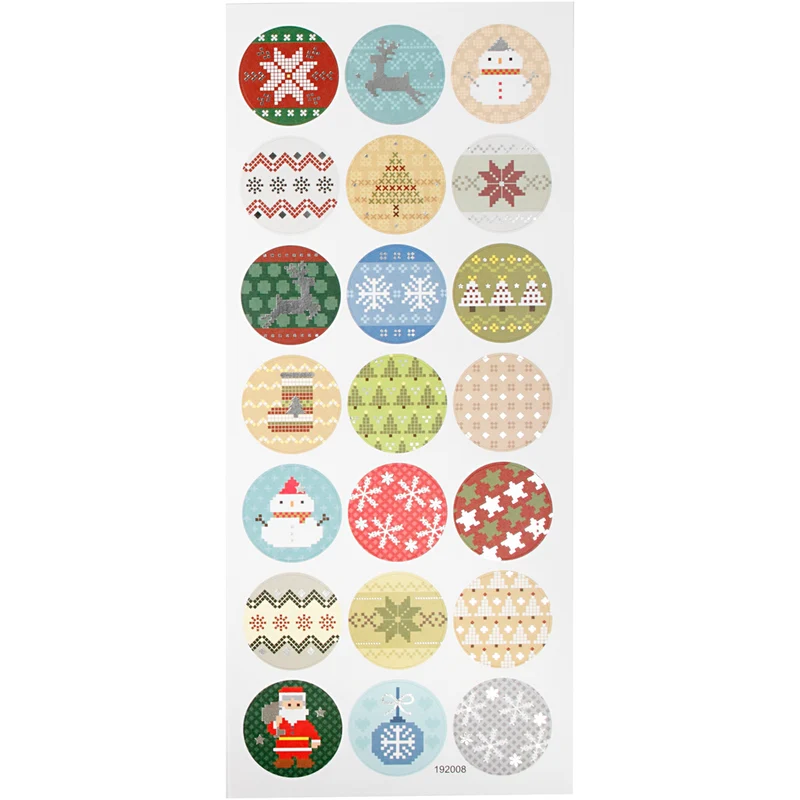 Stickers, julbroderi, ark 10x23 cm, ca. 21 st., 1 ark [HOB-29162]