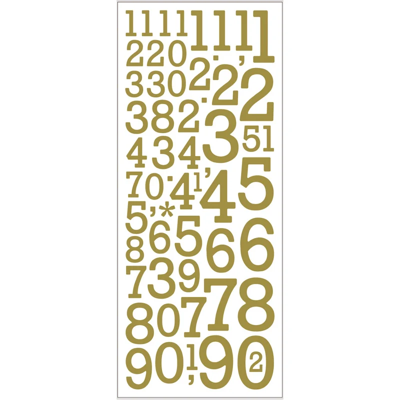 Glitterstickers, siffror, ark 10x24 cm, guld, 2 ark/ 1 förp. [HOB-29155]