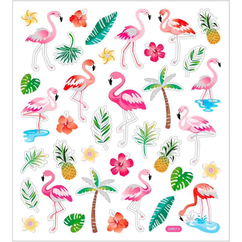 Klistermärken, flamingo, ark 15x16,5 cm, ca. 37 st., 1 ark [HOB-29138]