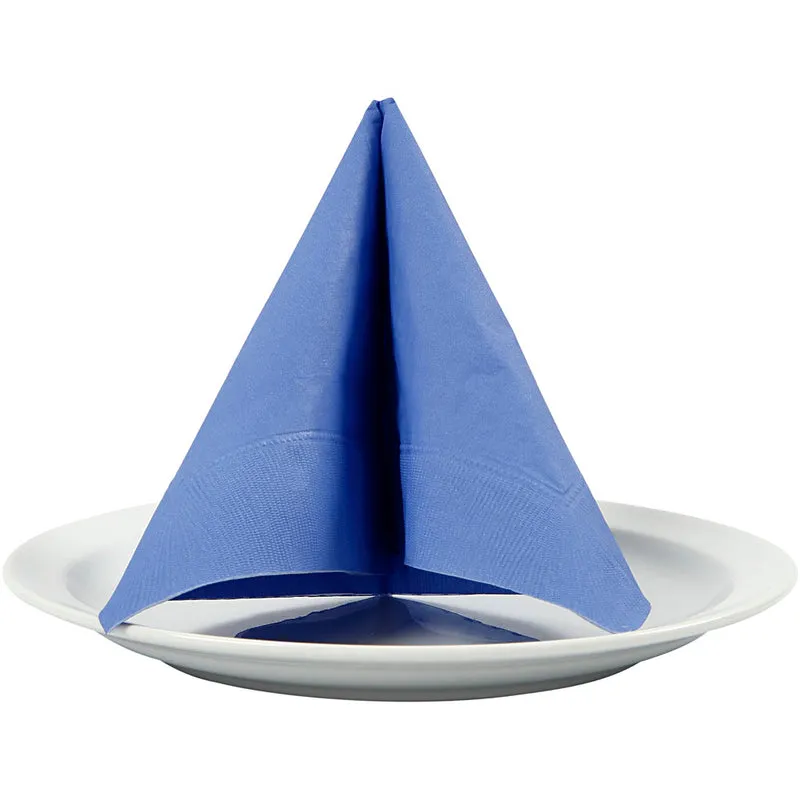 Servetter, vit baksida, stl. 33x33 cm, ljusblå, 20 st./ 1 förp. [HOB-599011]