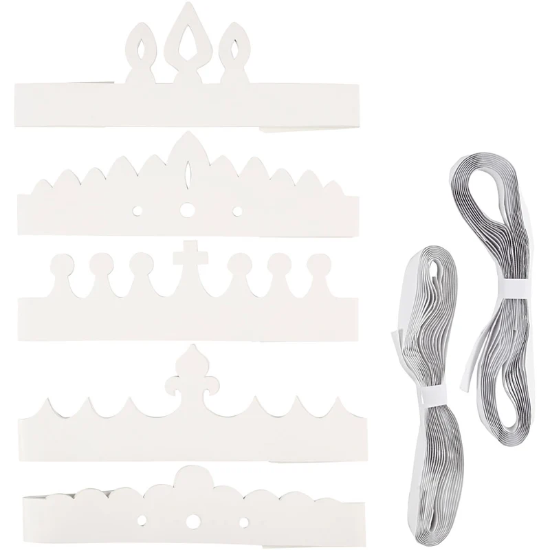 Kronor av papp, H: 10-16,5 cm, L: 60 cm, 230 g, vit, 50 st./ 1 förp. [HOB-59263]