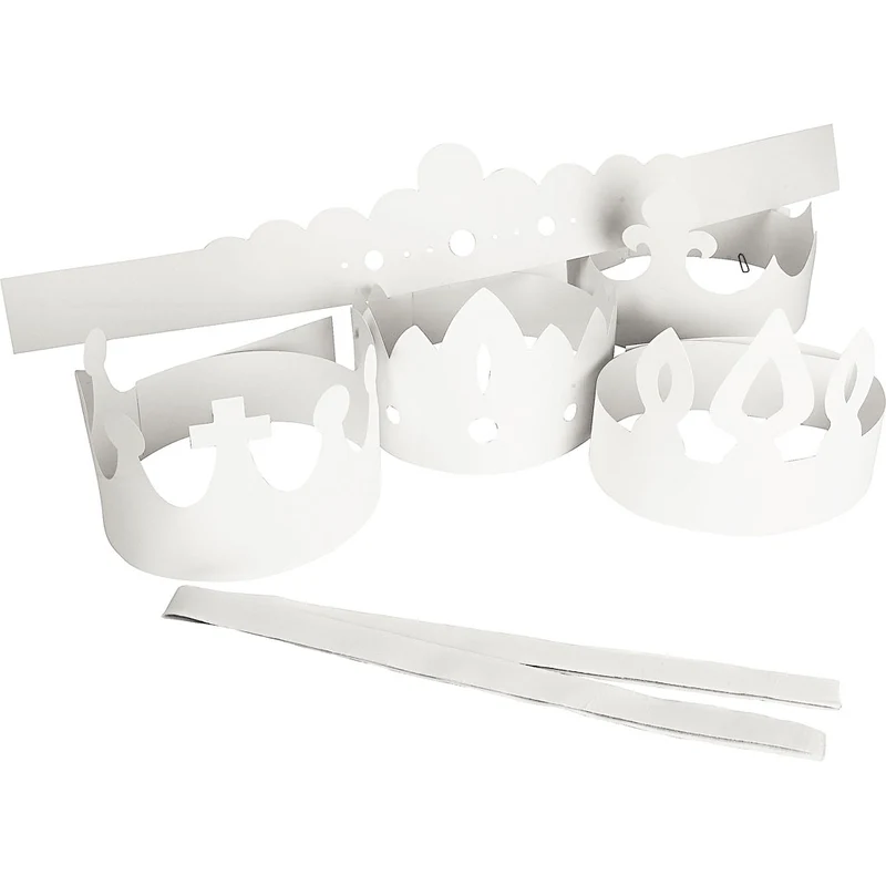 Kronor av papp, H: 10-16,5 cm, L: 60 cm, 230 g, vit, 5 st./ 1 förp. [HOB-59262]