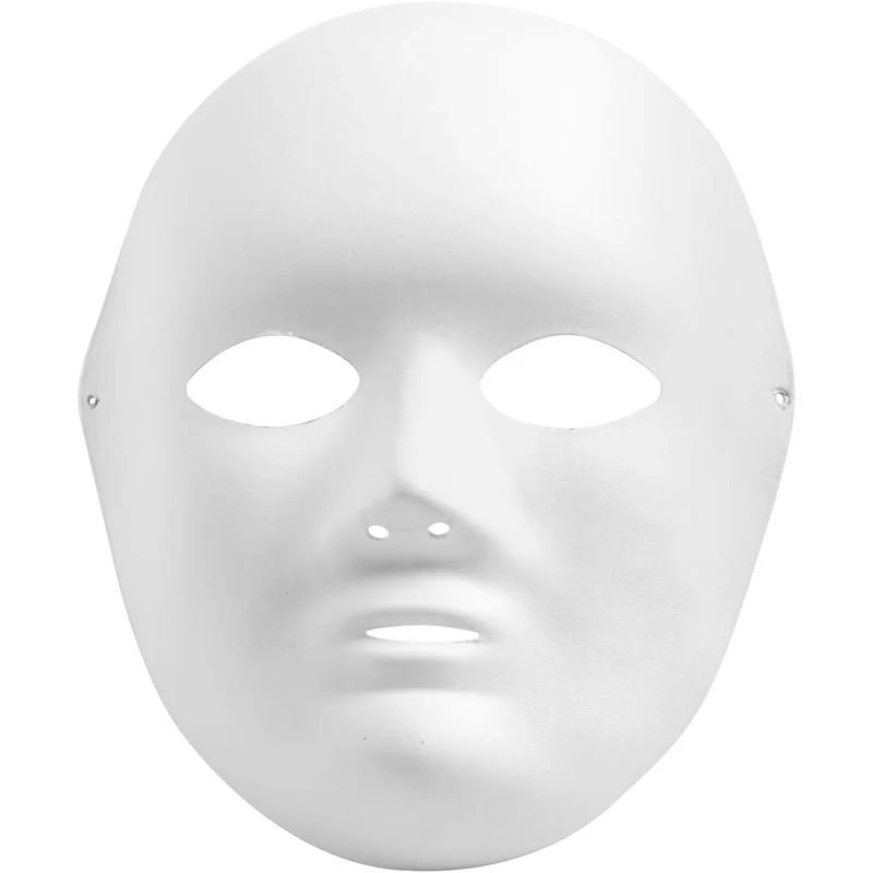 Helmask av papp, H: 22 cm, B: 17 cm, vit, 1 st. [HOB-592530]