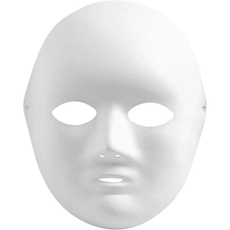 Helmask av papp, H: 22 cm, B: 17 cm, vit, 10 st./ 1 förp. [HOB-59253]