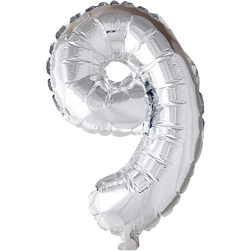 Folieballong, 9, H: 41 cm, silver, 1 st. [HOB-59193]
