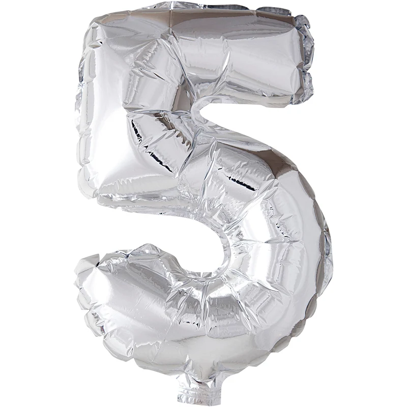 Folieballong, 5, H: 41 cm, silver, 1 st. [HOB-59189]