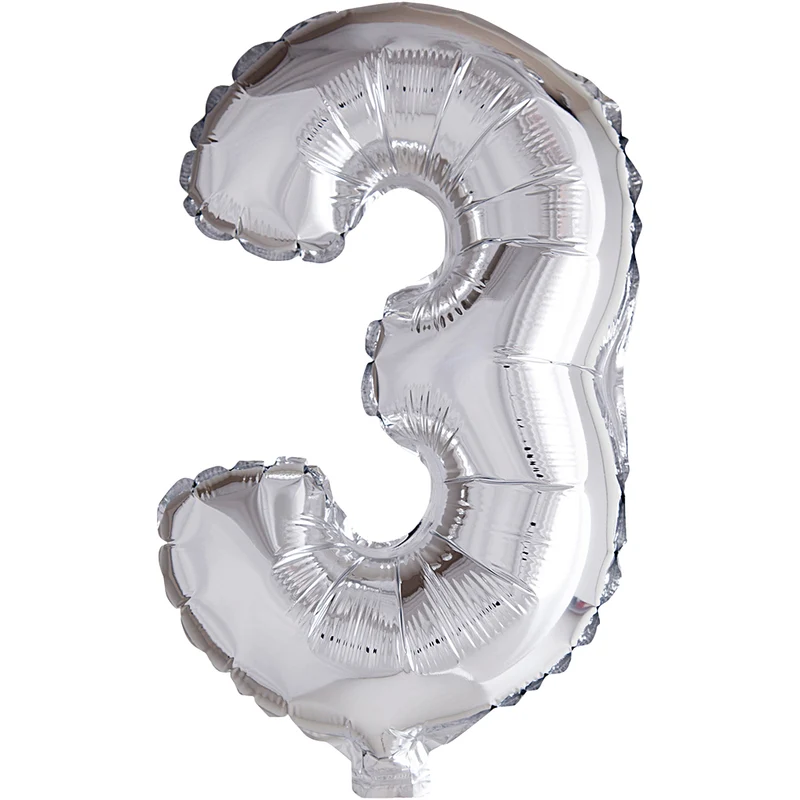 Folieballong, 3, H: 41 cm, silver, 1 st. [HOB-59187]