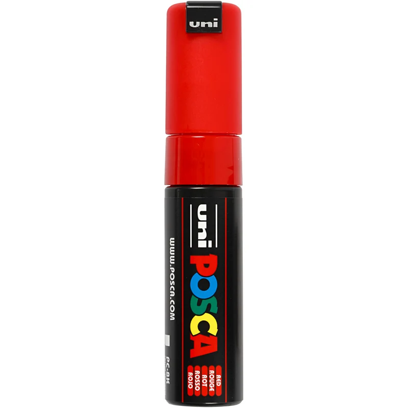 Posca Marker , nr. PC-8K, spets 8 mm, Broad, röd, 1 st. [HOB-278040]