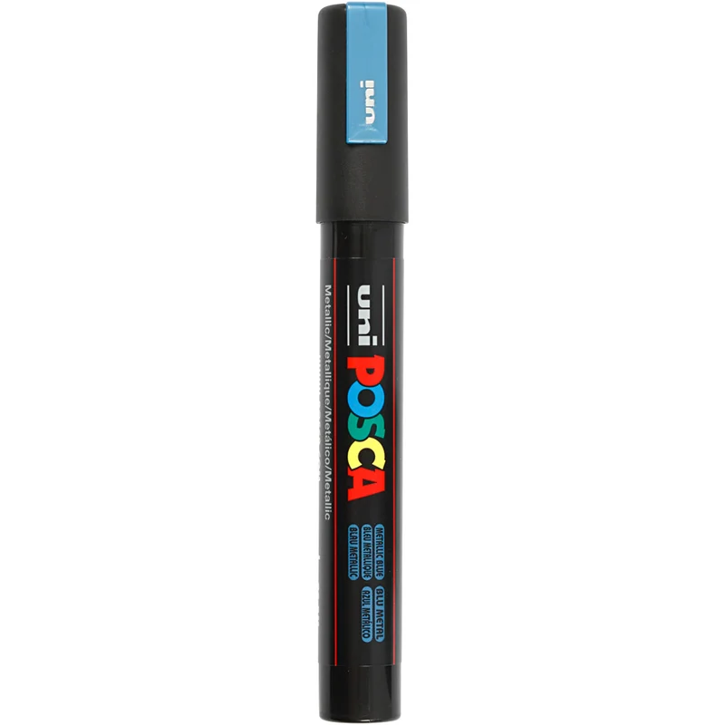 Posca Marker , nr. PC-5M, spets 2,5 mm, Medium, metallicblå, 1 st. [HOB-276880]