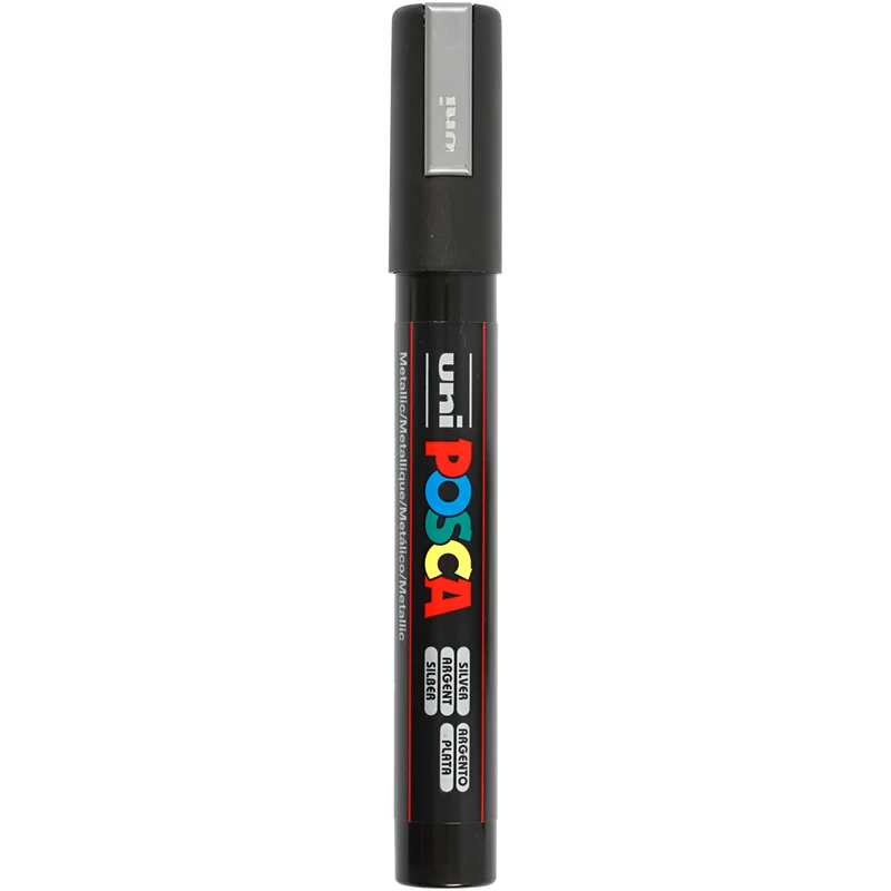 Posca Marker , nr. PC-5M, spets 2,5 mm, Medium, silver, 1 st. [HOB-276805]