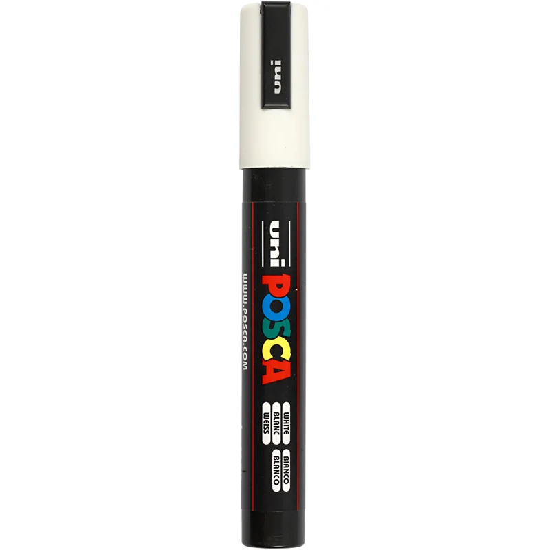 Posca Marker , nr. PC-5M, spets 2,5 mm, Medium, vit, 1 st. [HOB-276052]