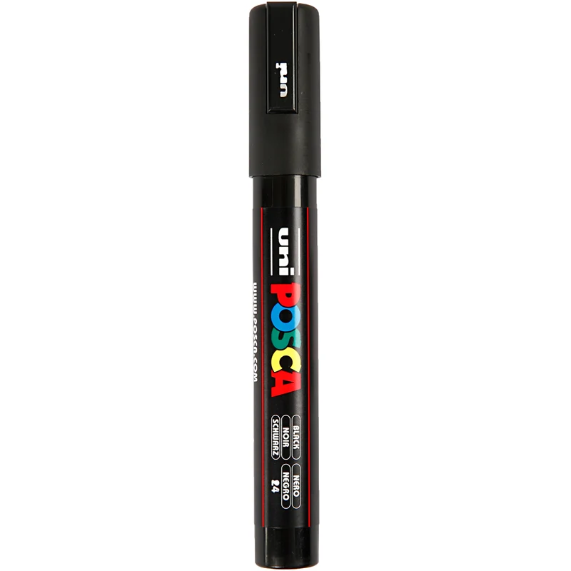 Posca Marker , nr. PC-5M, spets 2,5 mm, Medium, svart, 1 st. [HOB-276046]