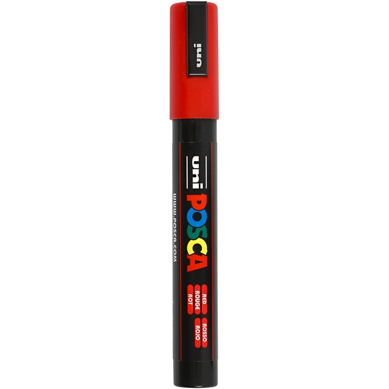 Posca Marker , nr. PC-5M, spets 2,5 mm, Medium, röd, 1 st. [HOB-276040]