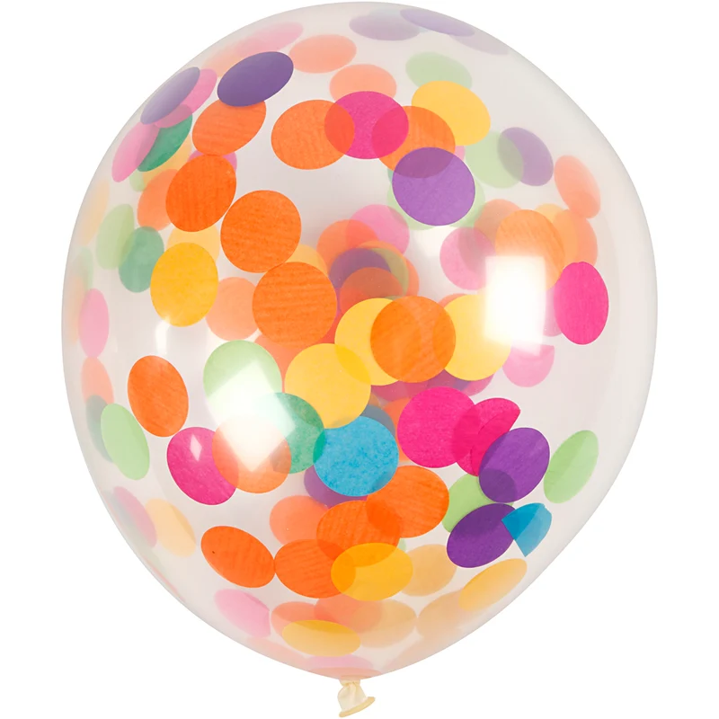 Ballonger med konfetti, runda, Dia. 23 cm, transparent, 4 st./ 1 förp. [HOB-59174]