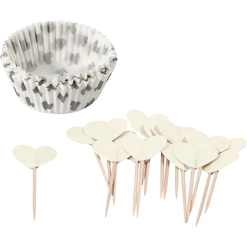 Muffinsformar, råvit, H: 3 cm, Dia. 5 cm, 40 g, 24 set/ 1 förp. [HOB-59150]